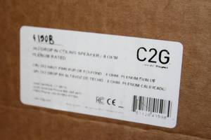 lot 123 image: Lot of 6 NEW  Open Box C2G Cables-to-Go 2x2 Drop-In Pro Audio 8 Ohm Plenum-Rated Ceiling Speakers - Model 41508