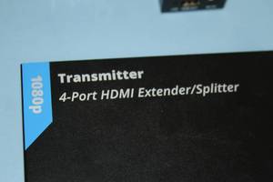 lot 125 image: GoFanco 4-Port HDMI Extender  Splitter HD Video Distribution Over Cat5e6 Cable - Transmitter & 3 Receivers with Power