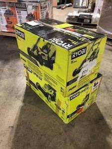 Lot of 2 Assorted RTyobi Lawn Mowers Various Models and Conditions   Customer Returns See Pictures