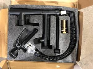 FLG Commercial Kitchen Faucet with Sprayer 1 Handle Pull Down Kitchen Sink Faucets Single hole Spring Brass Taps Matte Black   Customer Returns See Pictures
