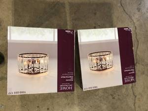 Lot of 2 Home Decorators Collection Wesbourne 3-Light Black Flush Mount with Clear Glass Crystal Shade   Customer Returns See Pictures