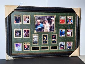 lot 96 image: Signed Sports Illustrated Covers featuring Golf Pro Greats. Signatures of Palmer, Nicklaus and Woods, Professionally framed