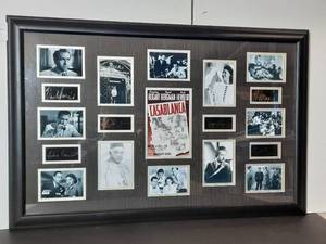lot 87 image: Signed Casablanca Movie Autographed Collage Signed by Bogart, Bergman, Henreid, Greenstreet, Lorre, and Rains
