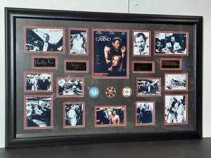 lot 74 image: Signed Casino Movie Autographed 35 x 23 Collage with Poker Chips, Professionally framed 