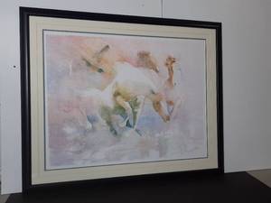 lot 76 image: Limited Edition Signed Beatrice Bulteau Watercolor 1986 Wild Young Horses