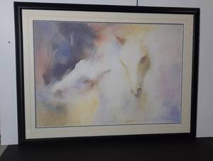 lot 75 image: Limited Edition Signed Beatrice Bulteau Watercolor 1987 Wild Young Horses 159500.