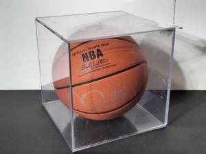 lot 31 image: Autographed Spaulding NBA Official Game Ball in acrylic display case