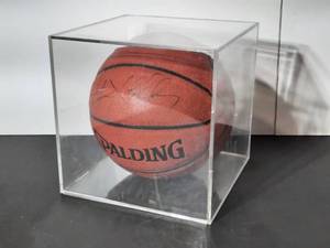 lot 42 image: Signed Spalding NBA ultimate indoor Ball,  9 34 round. Ball is in acrylic display case.