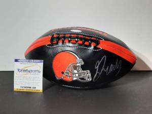 lot 57 image: Signed Authenticated NFL Greedy Williams Signed Cleveland Browns Logo Football.