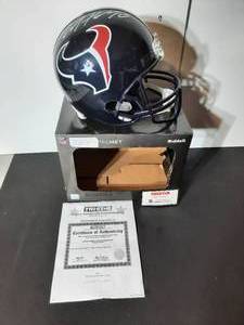 lot 54 image: Signed Authenticated Riddell NFL DeAndre Hopkins Signed Full-size Replica Houston Texans Helmet