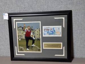 lot 167 image: Photo and Jack Nicklaus Limited Edition 5 Pound Note from the Royal Bank of Scotland, professionally framed