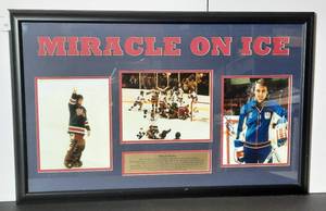 lot 160 image: Signed Photo Collage Miracle on Ice. 1980 Olympics The USA Hockey Team beats Powerhouse Russia.