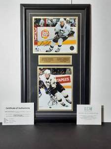 lot 60 image: Signed Authenticated&nbspphotos of NHL Pittsburgh Penguins Sidney Crosby 2005 Draft Pick Mario Lemieux 91&amp92 Stanley Cup MVP. Framed