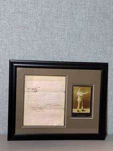 lot 16 image: Notarized Affidavit dated January 189_ and Cabinet Card bearing John L. Sullivan Champion of the World, professionally framed.