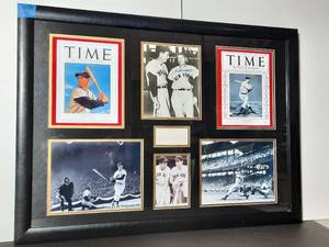 lot 25A image: Signed photos of Time Covers featuring Joe DiMaggio and Ted Williams. Professionally framed.