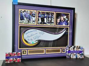lot 20A image: Signed authenticated photos Purple People Eater Vikings Alan Page, Jim Marshall, Gary Larsen & Carl Eller, professionally framed.