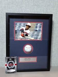 lot 15 image: Signed Ball Authenticated and photo of Rod Carew HOF 1991, Professionally framed.