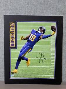 lot 122 image: Signed Authenticated Photo of Justin Jefferson #18 Minnesota Viking. Professionally matted.