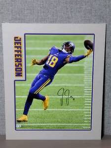 lot 134 image: Signed Authenticated Photo of Justin Jefferson #18 Minnesota Viking. Professionally matted.