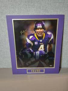 lot 29 image: Signed Authenticated photo of Minnesota Vikings Brett Favre, professionally matted.