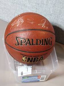lot 100 image: Signed Spalding NBA Competitive indooroutdoor basketball.