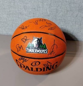 lot 13 image: Signed Timberwolves Team Game Ball Series Spalding.