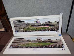 lot 216 image: Panoramic Photos of Target Field Inaugural Game April 12, 2010 and First Pitch April 12, 2010, 313 P.M, professionally matted.