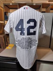 lot 34A image: Signed Authenticated Mariano Rivera 2011 Season Milestones MLB New York Yankee #42 Uniform Shirt