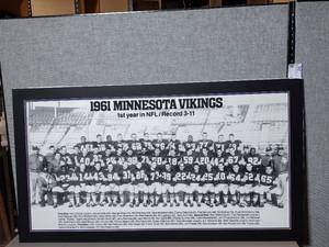 lot 197 image: Photo of 1961Minnesota Vikings 1st year in NFL, framed