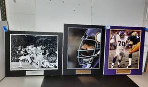 lot 209 image: (3) Jim Marshall Photos. #70 Retired by Minnesota Vikings, professionally matted
