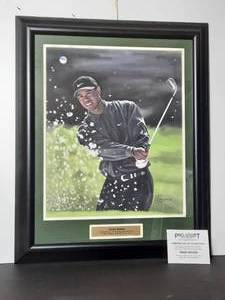 lot 185 image: Tiger Woods subject. Signed Authenticated Limited Edition mixed media&nbspartwork by artist Jiang Zunzhong