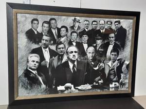 lot 226 image: Gangsters Godfather Goodfellas Sopranos Movie Art Poster,, framed