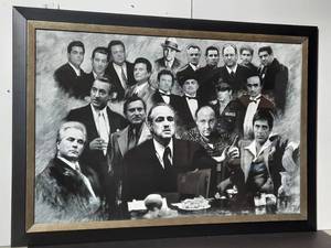 lot 230 image: Gangsters Godfather Goodfellas Sopranos Movie Art Poster, framed
