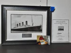 lot 10A image: Signed Authenticated Millvina Dean Last Remaining Survivor of the RMS Titanic, professionally framed