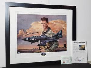 lot 46A image: Signed Authenticated, Limited Edition 286999 Ted Williams & the F9F Panther artistic rendering by Merry Corning.