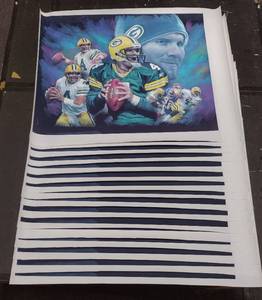 lot 252 image: (16) Signed by artist Jiang Zunzhong Brett Favre mixed media artwork canvas
