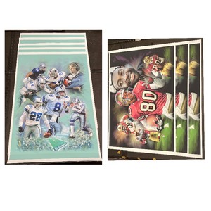 lot 257 image: Signed by artist Jiang Zunzhong Jerry Rice #80 49ers and (5) Cowboys mixed media artwork on canvas