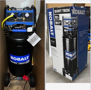 lot 35 image: Kobalt Vertical Quiet Air Compressor 26 gallon 150 Max PSI