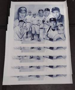lot 255 image: (5) Signed by artist Jiang Zunzhong Yankee Legends mixed media artwork on canvas