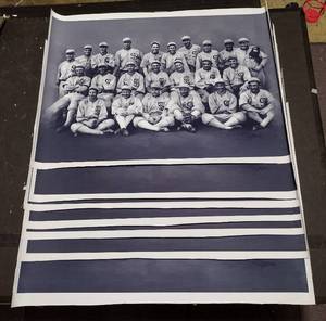 lot 232 image: (7) Signed by artist Jiang Zunzhong White Sox mixed media artwork canvas
