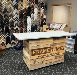 lot 224 image: Portable Retail DisplayWork Table with storage in the back, on wheels.