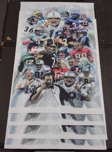 lot 285 image: (4) NFL Football Greats mixed media artwork on canvas