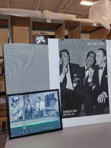 lot 288 image: The Rat Pack starring Frank Sinatra, Peter Lawford, Dean Martin, Sammy Davis, Jr., framed and a 1961 NY Carnegie Hall Poster