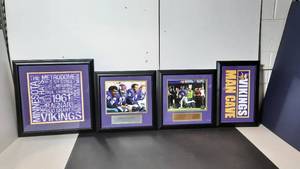 lot 221 image: (4) Minnesota Vikings Collectibles Purple People Eaters Stefon Diggs NFL Authenticated, Man Cave, all professionally framed.