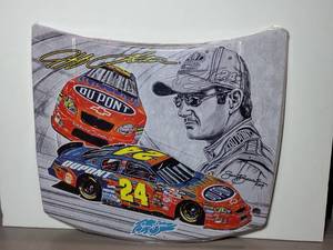 lot 150A image: NASCAR Authenticated HIRev Hood Replica Sam Boss 2004 Limited Edition 371500. Dupont Sponsor. Measures approx 29 x 26.