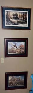 lot 267 image: (3) Artworks, framed. Signed James Meger Prairie Dancehall Pheasants and The Gathering Terry Redlin Homeward Bound.