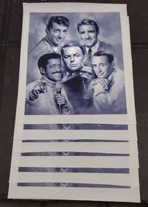 lot 303 image: (6)  The Rat Pack Movie Stars (Sinatra, Martin, Peter Lawford, Sammy Davis, Jr. Joey Bishop) mixed media artwork on canvas