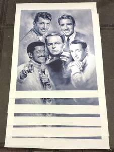 lot 316 image: (5) The Rat Pack Movie Stars ( Frank Sinatra, Dean Martin, Peter Lawford, Sammy Davis, Jr. Joey Bishop) mixed media artwork on canvas
