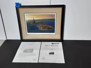 lot 149A image: Signed authenticated Alexander Chin Limited Edition 9632250  Ellis Island-Fall mixed media, framed