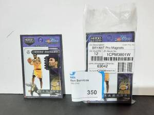 lot 350 image: (1) Pack of 12 1997-98 Kobe Bryant Magnetized Player cards, sealed in original pack